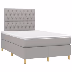vidaXL Letto a Molle Materasso e LED Grigio Chiaro 120x200 cm Tessuto - Vista aggiuntiva 3