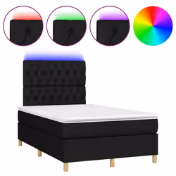 vidaXL Letto a Molle con Materasso e LED Nero 120x200cm in Tessuto - Vista aggiuntiva 2
