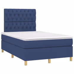 vidaXL Letto a Molle con Materasso e LED Blu 120x200cm in Tessuto - Vista aggiuntiva 3