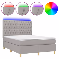 Letto a Molle Materasso e LED Grigio Chiaro 140x200 cm Tessutocod mxl 122977 - Vista aggiuntiva 2