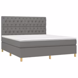 vidaXL Letto a Molle Materasso e LED Grigio Scuro 160x200cm in Tessuto - Vista aggiuntiva 3