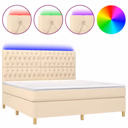 Letto a Molle con Materasso e LED Crema 160x200 cm in Tessutocod mxl 93009 - Vista aggiuntiva 2