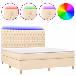 Letto a Molle con Materasso e LED Crema 180x200 cm in Tessutocod mxl 99029 - Vista aggiuntiva 2
