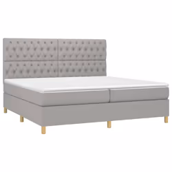 vidaXL Letto a Molle Materasso e LED Grigio Chiaro 200x200 cm Tessuto - Vista aggiuntiva 3