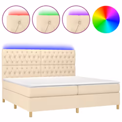 vidaXL Letto a Molle Materasso e LED bianco 200x200cm in Tessuto - Vista aggiuntiva 2