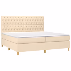 vidaXL Letto a Molle Materasso e LED bianco 200x200cm in Tessuto - Vista aggiuntiva 3