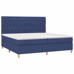 vidaXL Letto a Molle Materasso e LED Blu 200x200cm in Tessuto - Vista aggiuntiva 3