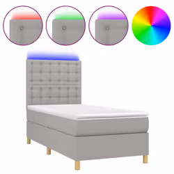 vidaXL Letto a Molle Materasso e LED Grigio Chiaro 80x200 cm Tessuto - Vista aggiuntiva 2