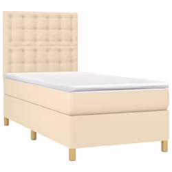 vidaXL Letto a Molle con Materasso e LED Crema 80x200 cm in Tessuto - Vista aggiuntiva 3