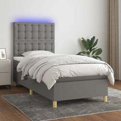 Letto a Molle Materasso e LED Grigio Scuro 90x190 cm in Tessutocod mxl 122975