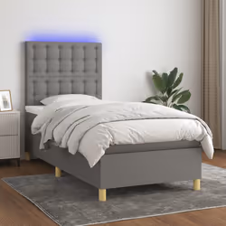 Letto a Molle Materasso e LED Grigio Scuro 90x200 cm in Tessutocod mxl 122983