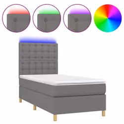 Letto a Molle Materasso e LED Grigio Scuro 90x200 cm in Tessutocod mxl 122983