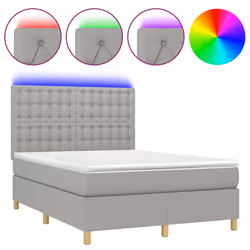 Letto a Molle Materasso e LED Grigio Chiaro 140x190 cm Tessutocod mxl 99527 - Vista aggiuntiva 2