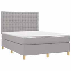 Letto a Molle Materasso e LED Grigio Chiaro 140x190 cm Tessutocod mxl 99527 - Vista aggiuntiva 3