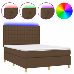vidaXL Letto a Molle Materasso e LED Marrone Scuro 140x200 cm Tessuto - Vista aggiuntiva 2