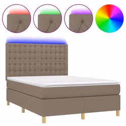 Letto a Molle con Materasso e LED Tortora 140x200 cm in Tessutocod mxl 99040 - Vista aggiuntiva 2