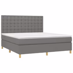 vidaXL Letto a Molle Materasso e LED Grigio Scuro 160x200cm in Tessuto - Vista aggiuntiva 3