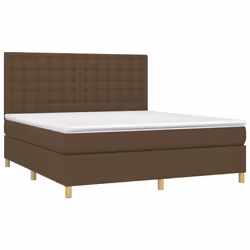 Letto a Molle Materasso e LED Marrone Scuro 160x200 cm Tessutocod mxl 99037 - Vista aggiuntiva 3