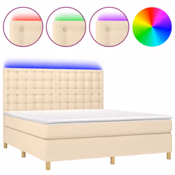 Letto a Molle con Materasso e LED Crema 160x200 cm in Tessutocod mxl 122985 - Vista aggiuntiva 2