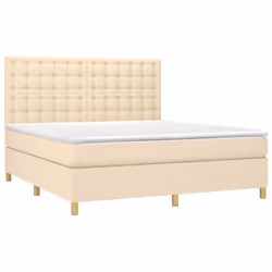 Letto a Molle con Materasso e LED Crema 160x200 cm in Tessutocod mxl 122985 - Vista aggiuntiva 3