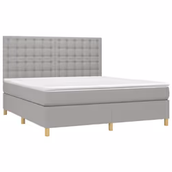 vidaXL Letto a Molle Materasso e LED Grigio Chiaro 180x200 cm Tessuto - Vista aggiuntiva 3