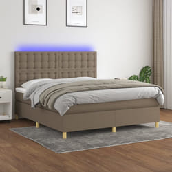 Letto a Molle con Materasso e LED Tortora 180x200 cm in Tessutocod mxl 99038