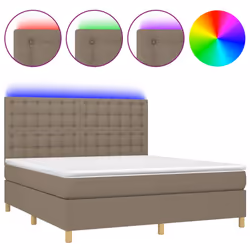 Letto a Molle con Materasso e LED Tortora 180x200 cm in Tessutocod mxl 99038 - Vista aggiuntiva 2