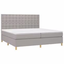 vidaXL Letto a Molle Materasso e LED Grigio Chiaro 200x200 cm Tessuto - Vista aggiuntiva 3