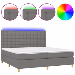 vidaXL Letto a Molle Materasso e LED Grigio Scuro 200x200cm in Tessuto - Vista aggiuntiva 2