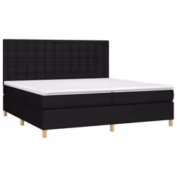 vidaXL Letto a Molle Materasso e LED Nero 200x200cm in Tessuto - Vista aggiuntiva 3