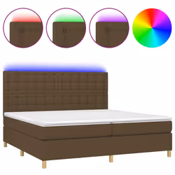 vidaXL Letto a Molle Materasso e LED Marronescuro 200x200cm in Tessuto - Vista aggiuntiva 2