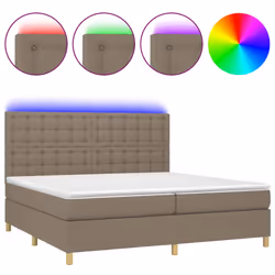 vidaXL Letto a Molle Materasso e LED tortora 200x200cm in Tessuto - Vista aggiuntiva 2