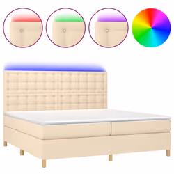 vidaXL Letto a Molle Materasso e LED bianco 200x200cm in Tessuto - Vista aggiuntiva 2