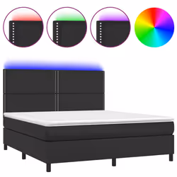 Giroletto a Molle con Materasso e LED Nero 180x200cm Similpellecod mxl 122995 - Vista aggiuntiva 2