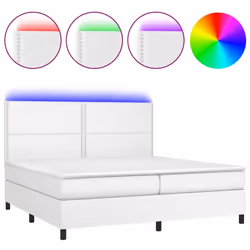 vidaXL Giroletto Molle con Materasso e LED Bianco 200x200cm Similpelle - Vista aggiuntiva 2