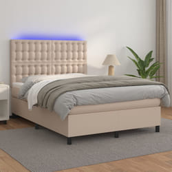 vidaXL Giroletto Molle Materasso e LED Cappuccino 140x200cm Similpelle