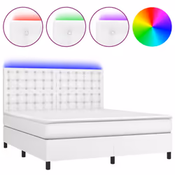 vidaXL Giroletto Molle con Materasso e LED Bianco 160x200cm Similpelle - Vista aggiuntiva 2