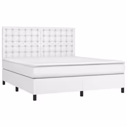 vidaXL Giroletto Molle con Materasso e LED Bianco 160x200cm Similpelle - Vista aggiuntiva 3