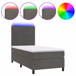 vidaXL Letto a Molle con Materasso e LED Grigio Scuro 80x200cm Velluto - Vista aggiuntiva 2
