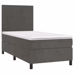 vidaXL Letto a Molle con Materasso e LED Grigio Scuro 80x200cm Velluto - Vista aggiuntiva 3