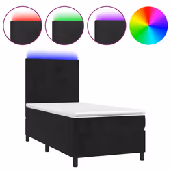 vidaXL Letto a Molle con Materasso e LED Nero 80x200 cm in Velluto - Vista aggiuntiva 2