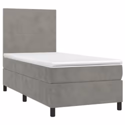 Letto a Molle Materasso e LED Grigio Chiaro 90x190 cm Vellutocod mxl 75081