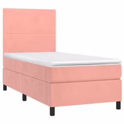 Letto a Molle con Materasso e LED Rosa 90x200 cm in Vellutocod mxl 123014 - Vista aggiuntiva 3