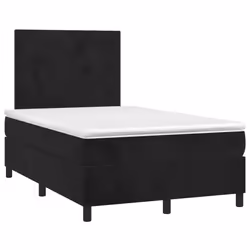 vidaXL Letto a Molle con Materasso e LED Nero 120x200 cm in Velluto - Vista aggiuntiva 3