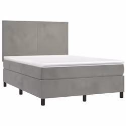 Letto a Molle Materasso e LED Grigio Chiaro 140x190 cm Vellutocod mxl 123005 - Vista aggiuntiva 3