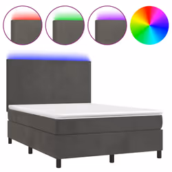Letto a Molle con Materasso e LED Grigio Scuro 140x190 cmcod mxl 123004 - Vista aggiuntiva 2