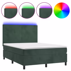 Letto a Molle con Materasso e LED Verde Scuro 140x190cm Vellutocod mxl 123007 - Vista aggiuntiva 2