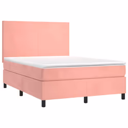 Letto a Molle con Materasso e LED Rosa 140x190 cm in Vellutocod mxl 75076 - Vista aggiuntiva 3