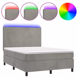 Letto a Molle Materasso e LED Grigio Chiaro 140x200 cm Vellutocod mxl 99600 - Vista aggiuntiva 2