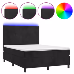 Letto a Molle con Materasso e LED Nero 140x200 cm in Vellutocod mxl 99070